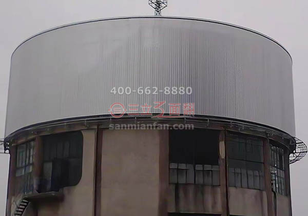 湖北荊州江陵圓型水塔三面翻弧形廣告牌案例圖片